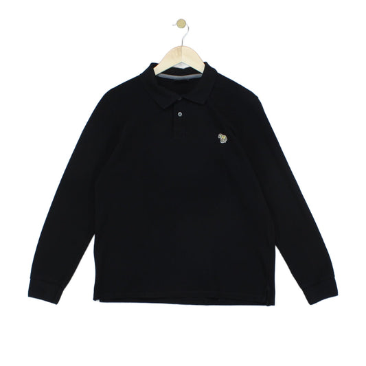Mens Polo Shirt Long Sleeve Logo Zebra