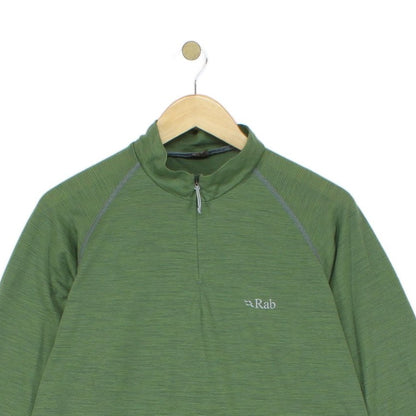 Mens 1/4 Zip T-Shirt Long Sleeve Merino Wool Cotton