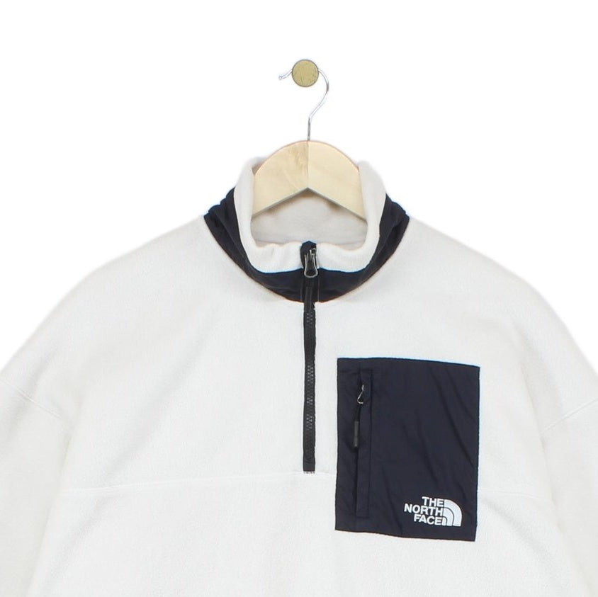 Womens 1/4 Zip Fleece Pocket Cropped Relaxed Fit
