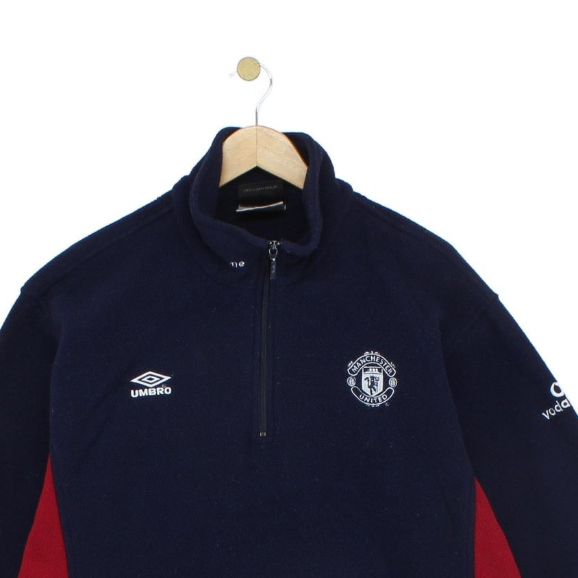 Mens Manchester United 1/4 Zip Fleece Retro