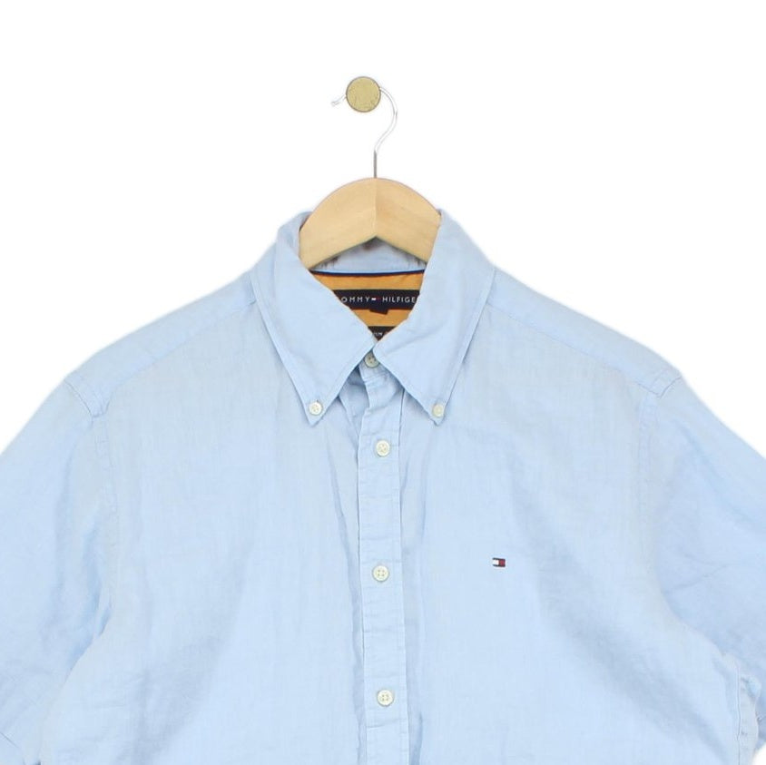 Mens Linen Shirt Short Sleeve Button Up Summer