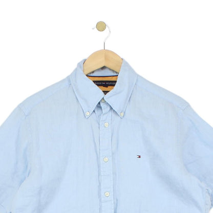 Mens Linen Shirt Short Sleeve Button Up Summer