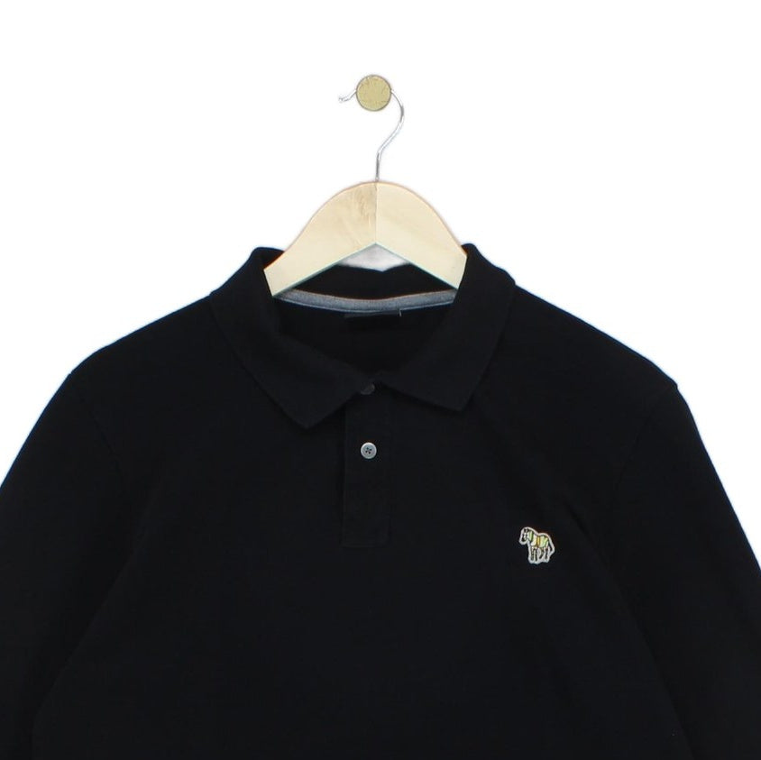 Mens Polo Shirt Long Sleeve Logo Zebra
