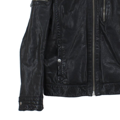 Mens Leather Jacket Full Zip Biker Slim
