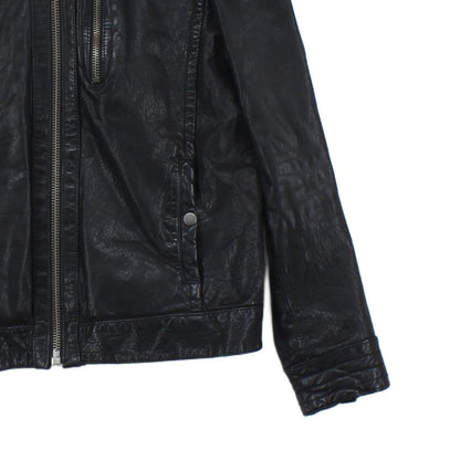 Mens Leather Jacket Full Zip Biker Slim