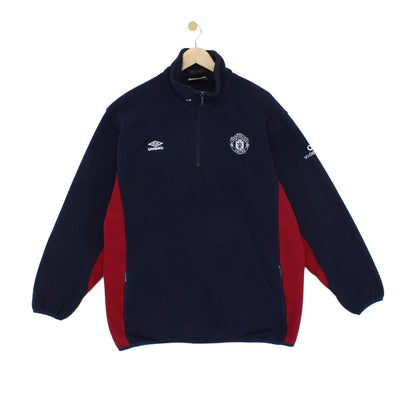 Mens Manchester United 1/4 Zip Fleece Retro