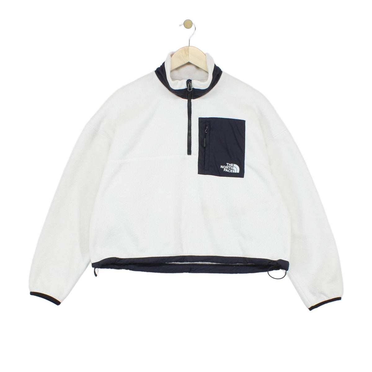 Womens 1/4 Zip Fleece Pocket Cropped Relaxed Fit