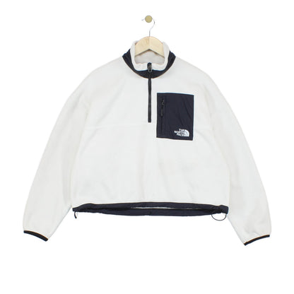 Womens 1/4 Zip Fleece Pocket Cropped Relaxed Fit