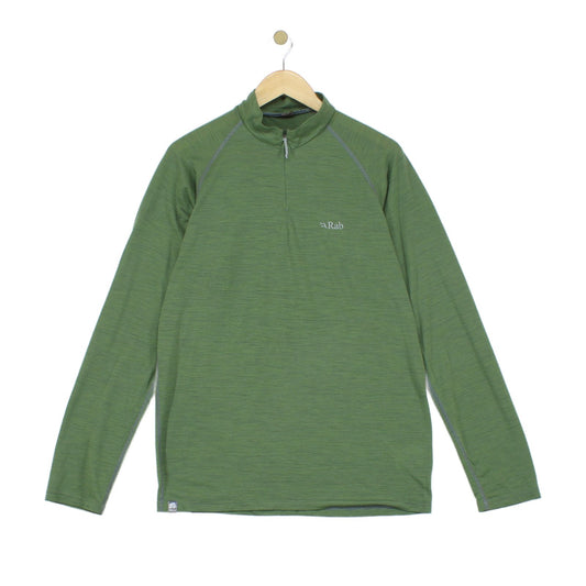 Mens 1/4 Zip T-Shirt Long Sleeve Merino Wool Cotton
