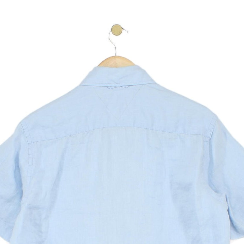 Mens Linen Shirt Short Sleeve Button Up Summer