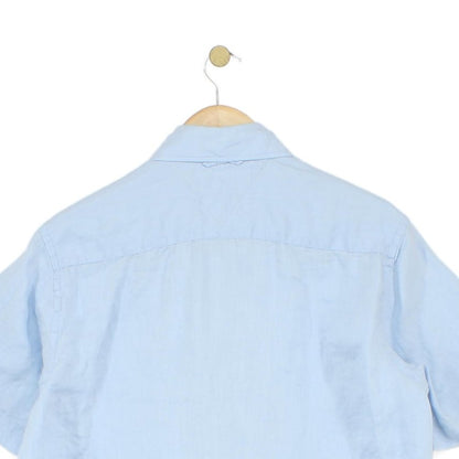 Mens Linen Shirt Short Sleeve Button Up Summer