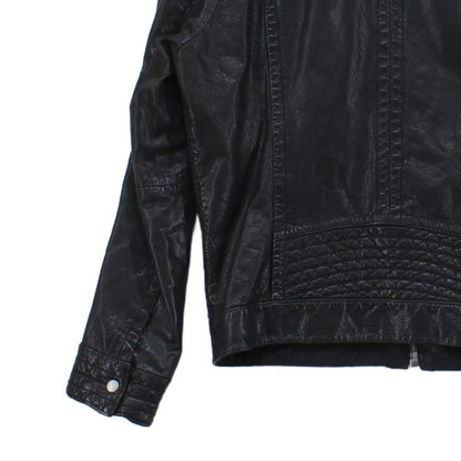 Mens Leather Jacket Full Zip Biker Slim