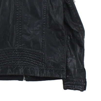 Mens Leather Jacket Full Zip Biker Slim