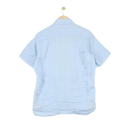 Mens Linen Shirt Short Sleeve Button Up Summer