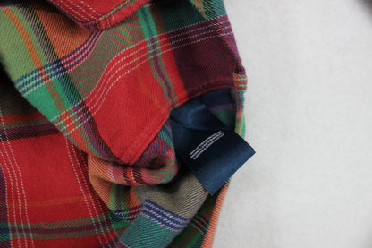 Mens Plaid Shirt Button-Up Long Sleeve