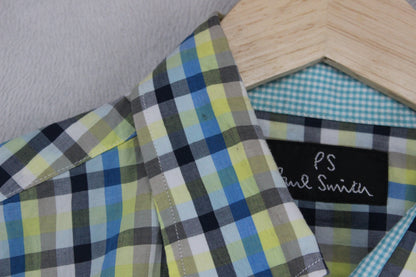 Mens Plaid Shirt Casual Short Sleeve Designer
