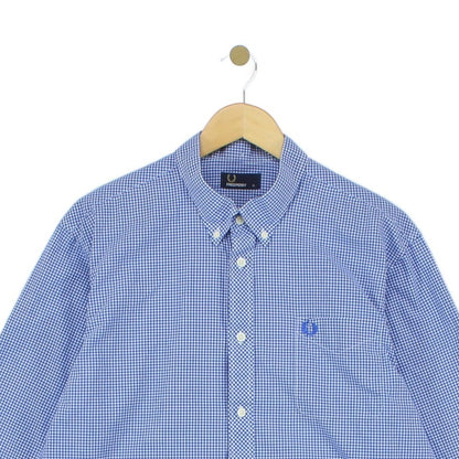Mens Check Shirt Button Down Long Sleeve Cotton