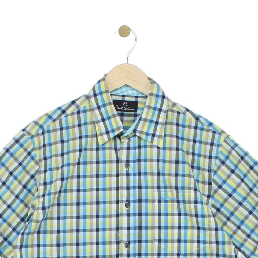 Mens Plaid Shirt Casual Short Sleeve Designer