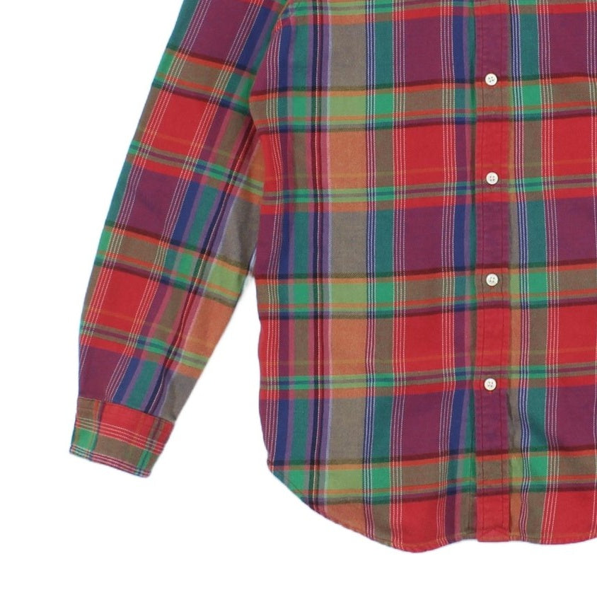 Mens Plaid Shirt Button-Up Long Sleeve
