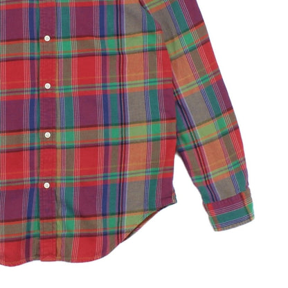Mens Plaid Shirt Button-Up Long Sleeve