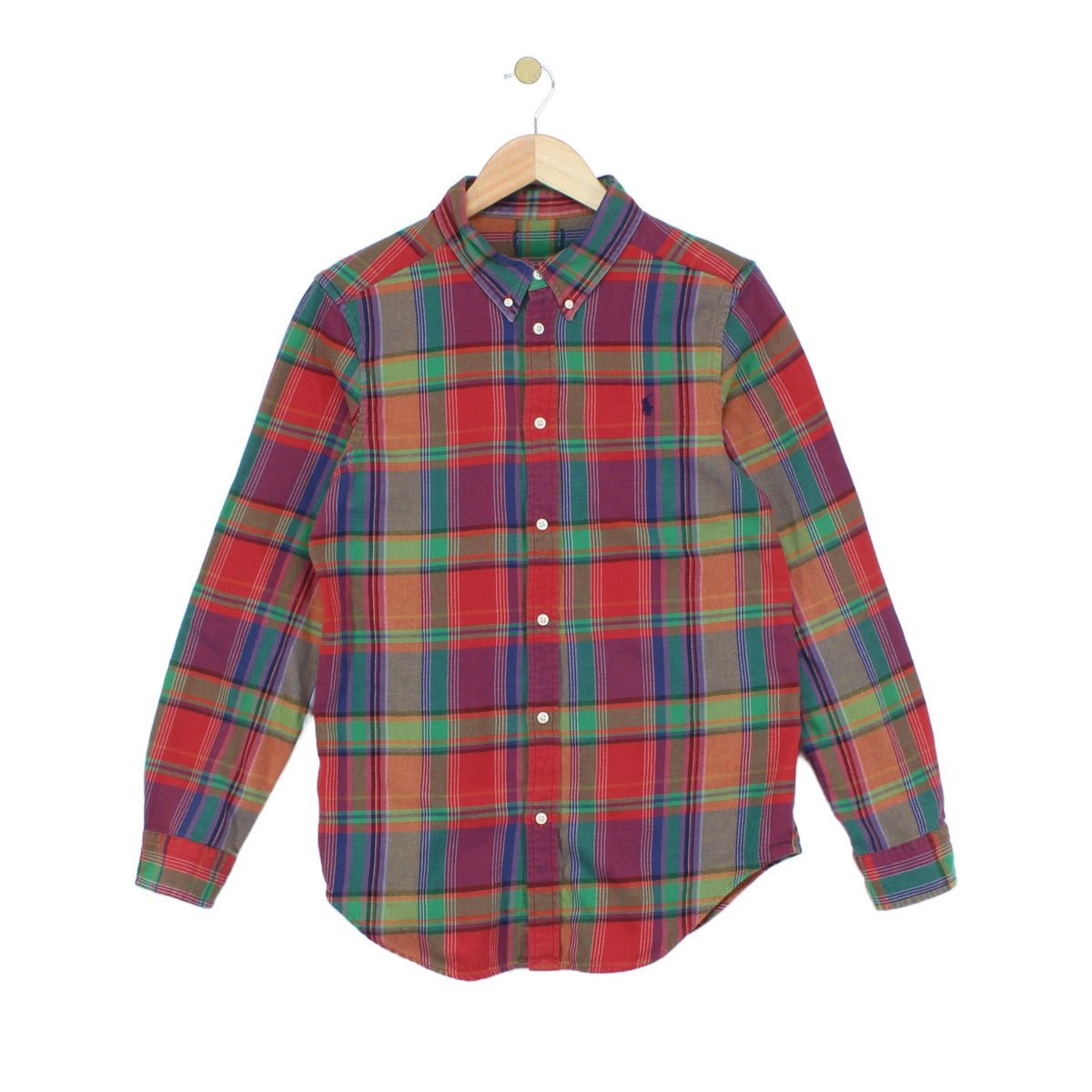 Mens Plaid Shirt Button-Up Long Sleeve