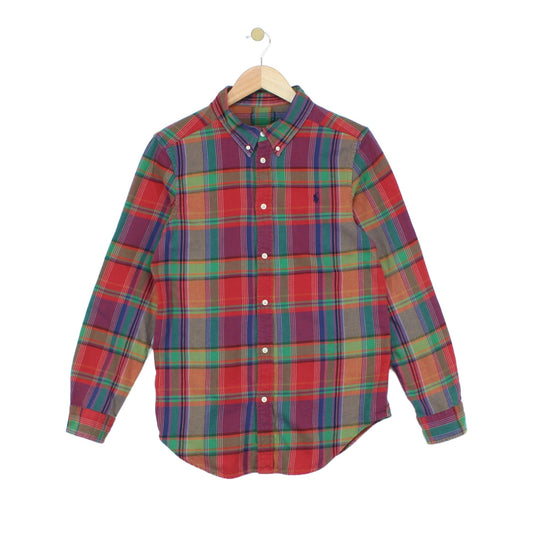 Mens Plaid Shirt Button-Up Long Sleeve