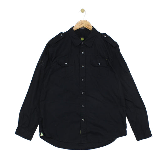 Mens Shirt Long Sleeve Button Up Lapel