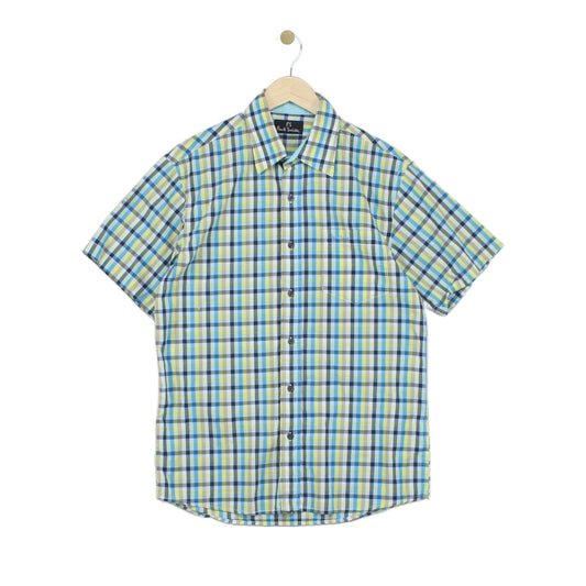 Mens Plaid Shirt Casual Short Sleeve Designer