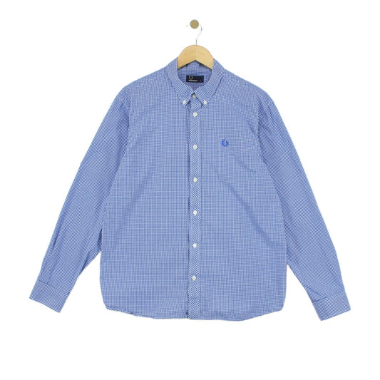 Mens Check Shirt Button Down Long Sleeve Cotton