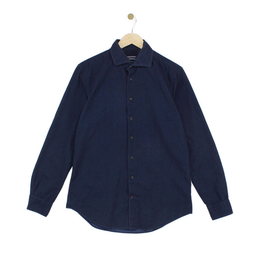 Mens Shirt Slim Fit Button Up Brushed Cotton