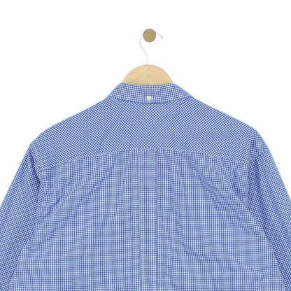 Mens Check Shirt Button Down Long Sleeve Cotton