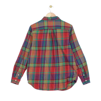 Mens Plaid Shirt Button-Up Long Sleeve