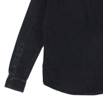 Mens Denim Shirt Slim Fit Long Sleeve Snap