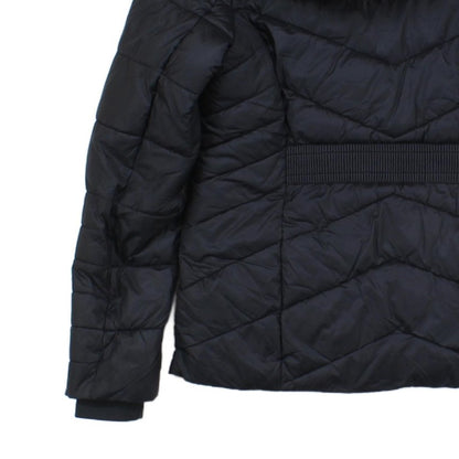 Womens Quilted Jacket Hooded Full Zip Faux Fur