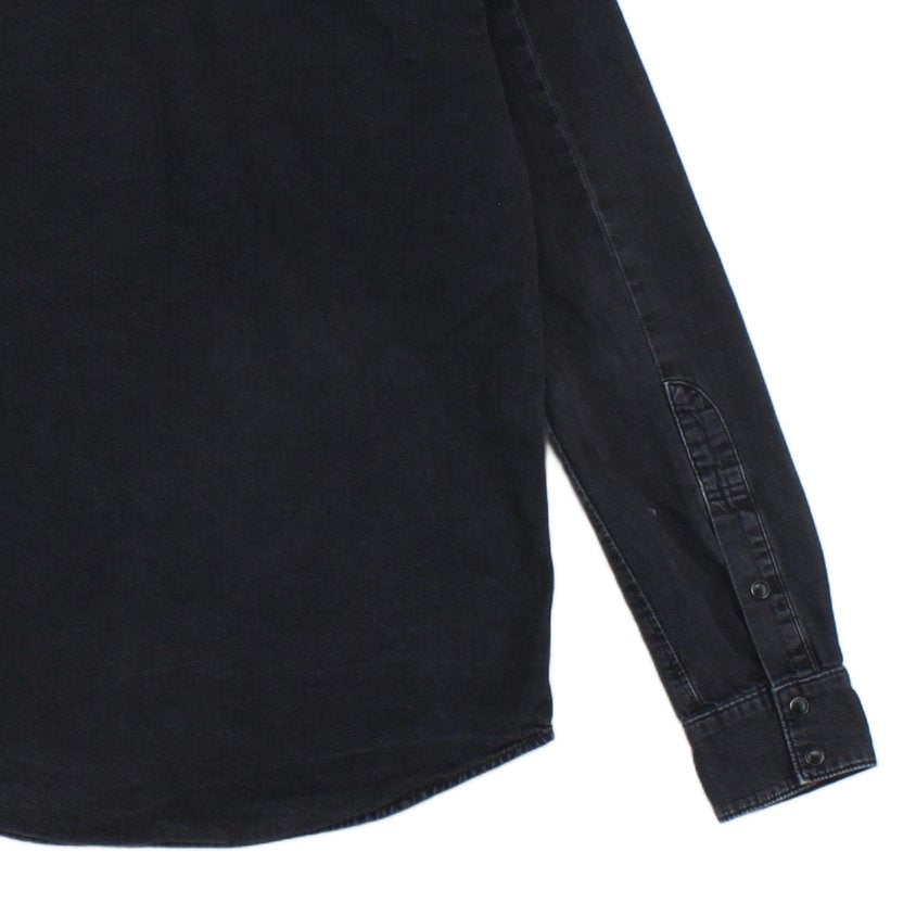 Mens Denim Shirt Slim Fit Long Sleeve Snap