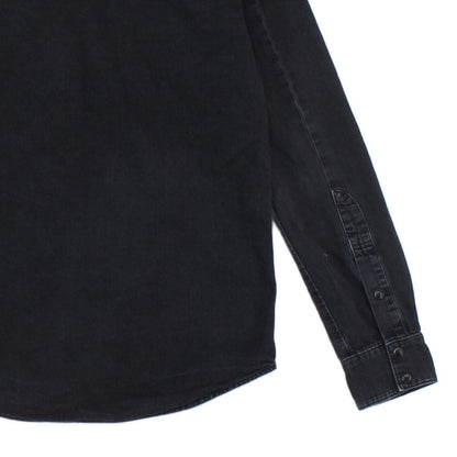 Mens Denim Shirt Slim Fit Long Sleeve Snap