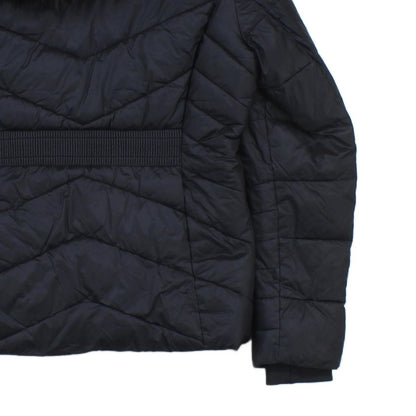 Womens Quilted Jacket Hooded Full Zip Faux Fur