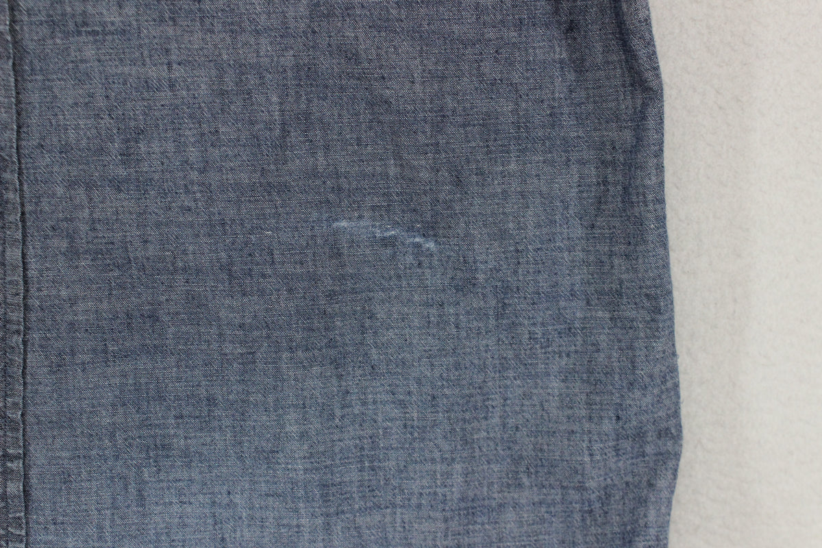 Mens Chambray Shirt Slim Fit Button Down Long Sleeve