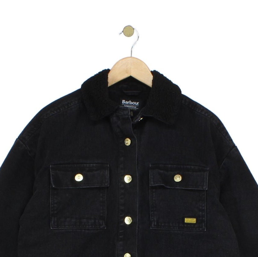 Womens Sherpa Denim Jacket Outerwear Long