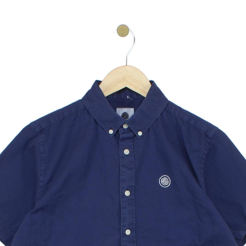 Mens Shirt Short Sleeve Button Up Logo