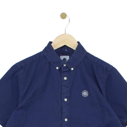 Mens Shirt Short Sleeve Button Up Logo