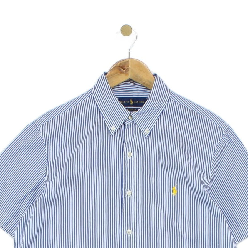 Mens Striped Shirt Short Sleeve Button Up Classic Fit