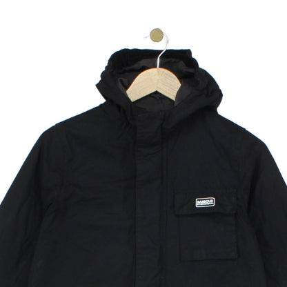 Boys Waxed Jacket Hooded Full Zip Motorcycle Cotton