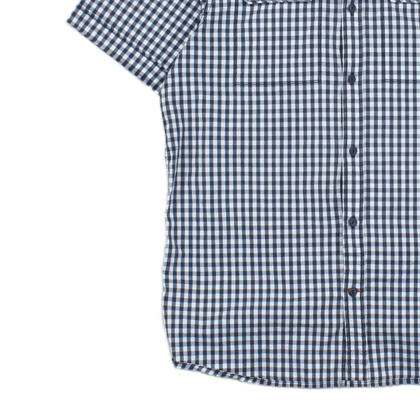Mens Shirt Check Casual Short Sleeve Stretch