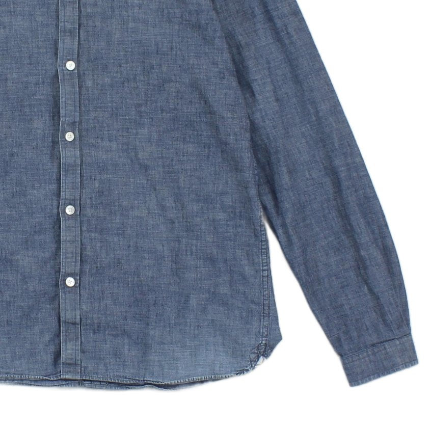 Mens Chambray Shirt Slim Fit Button Down Long Sleeve