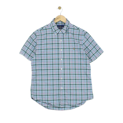 Mens Shirt Slim Fit Short Sleeve Check