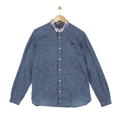 Mens Chambray Shirt Slim Fit Button Down Long Sleeve