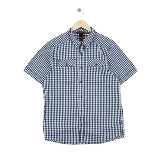 Mens Shirt Check Casual Short Sleeve Stretch