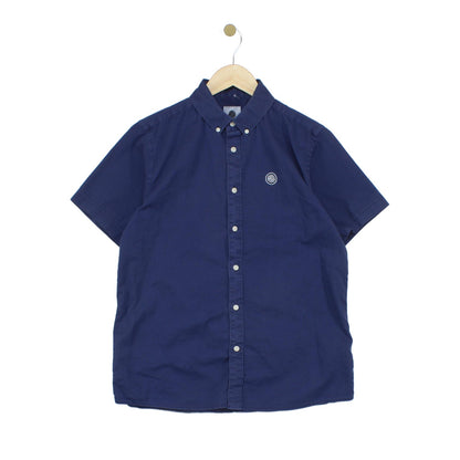 Mens Shirt Short Sleeve Button Up Logo