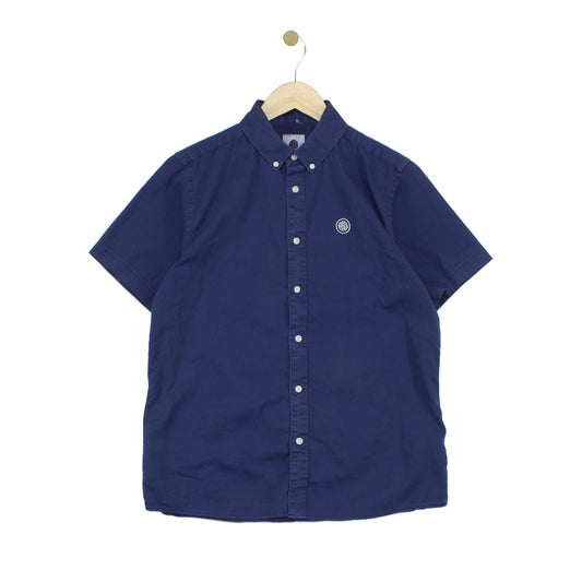 Mens Shirt Short Sleeve Button Up Logo